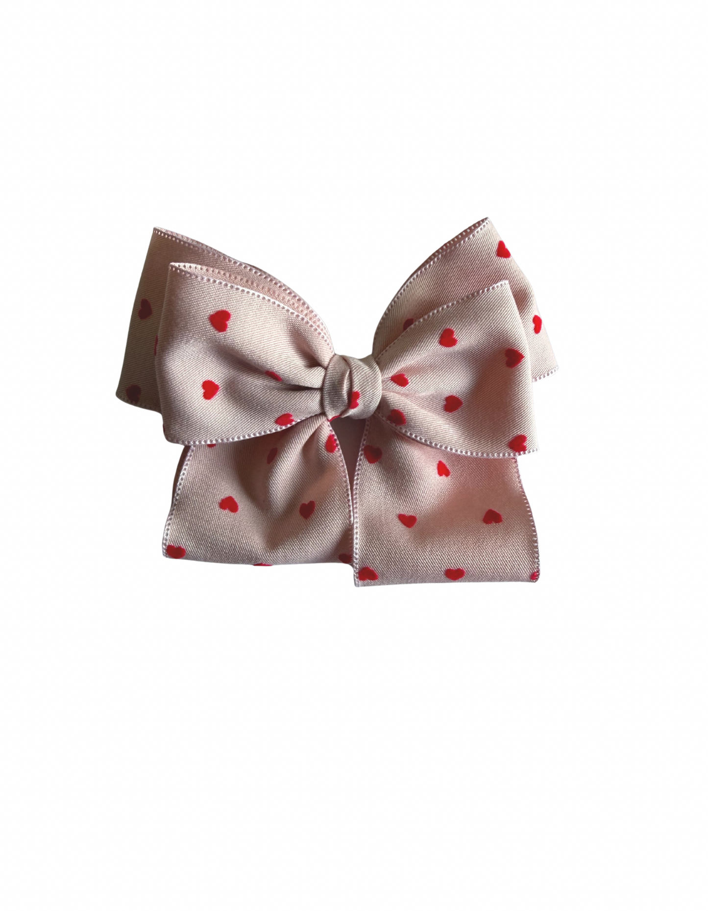Small Bow Hair Clips - Pink Hearts
