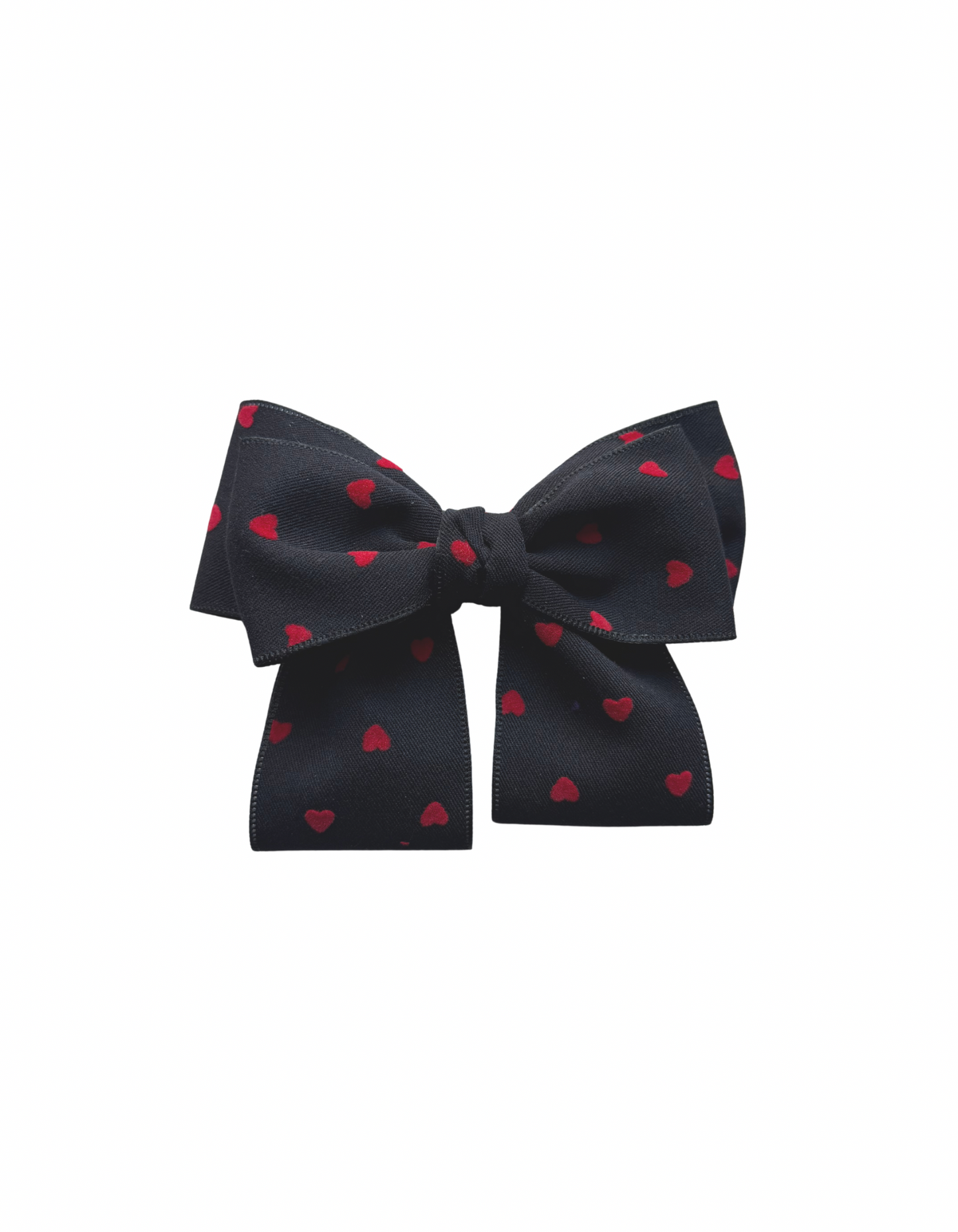 Small Bow Hair Clips - Black Hearts