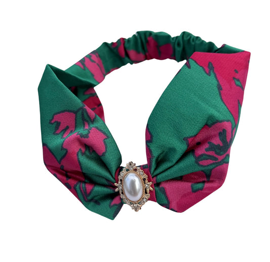 Bow Headband - Adè Jewel Collection (Emerald & Rose)